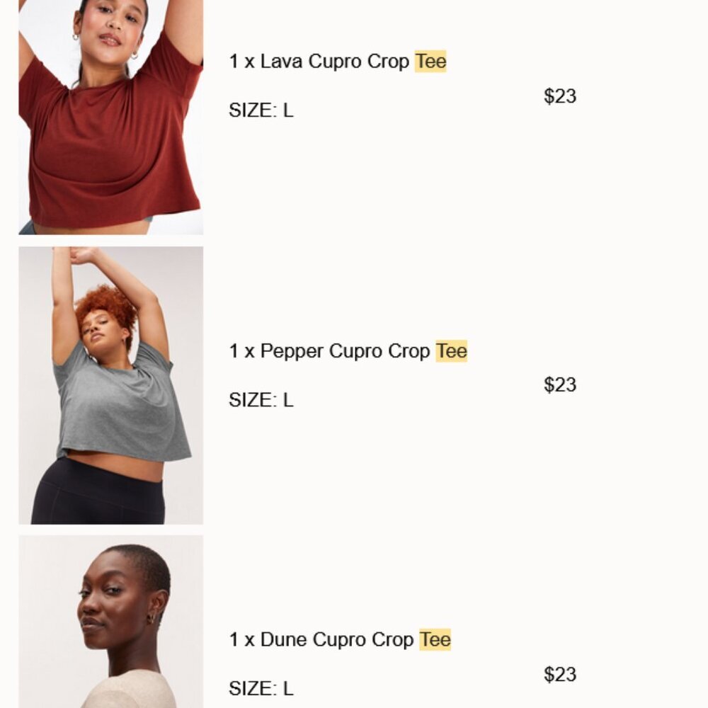Bundle of Girlfriend Collective Cupro Crop Tees